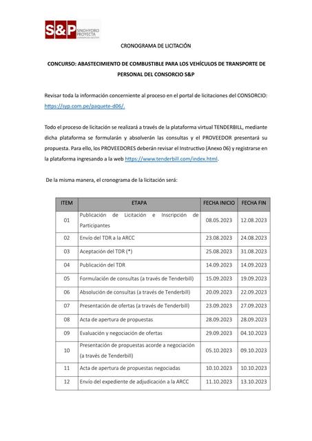 CRONOGRAMA DE LICITACION II ABAST COMBUSTIBLE Joaquin UDocz