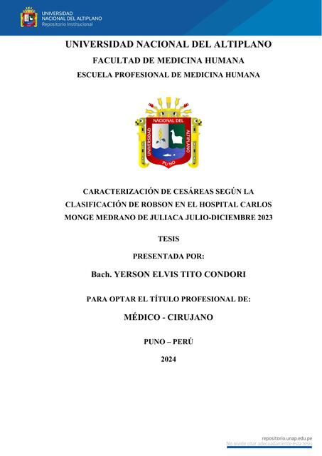 Caracterización de cesáreas según la clasificación de Robson en el