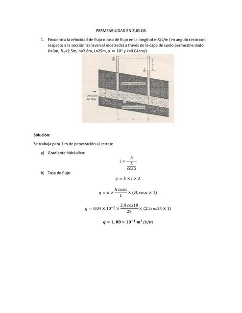 Solución Ejercicios Propuestos Permeabilidad en Suelos Zander Meza