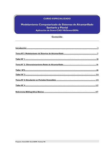 Modelamiento Computarizado De Sistemas De Alcantarillado Sanitario Y