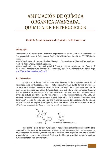 Ampliaci N De Qu Mica Org Nica Avanzada Qu Mica Heterociclos Juanpis