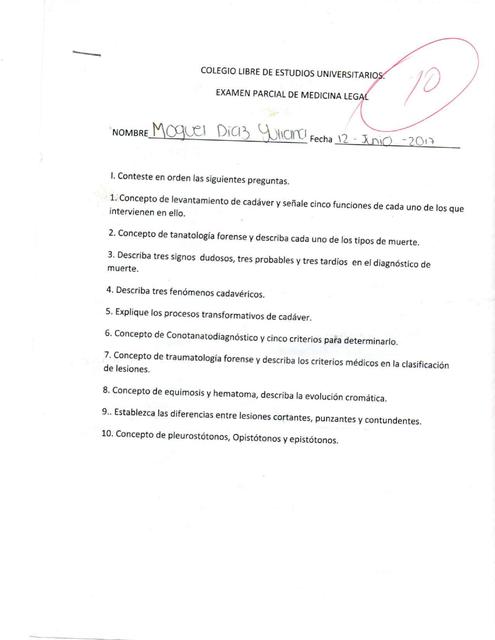 Examen Resuelto De Medicina Legal