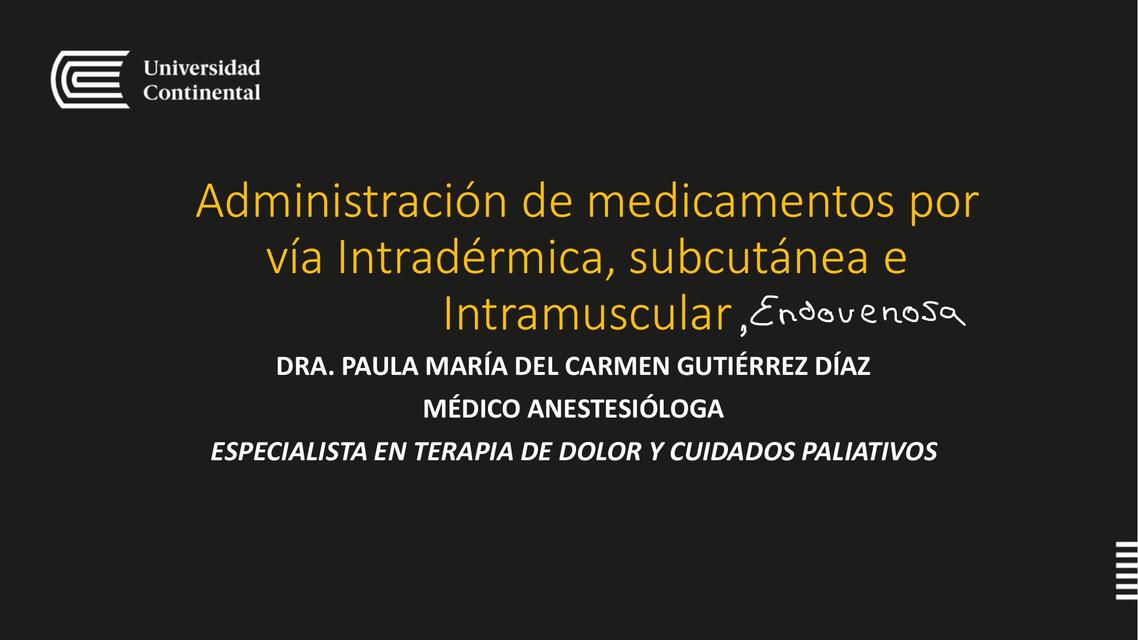 Administraci N De Medicamentos Por V A Intrad Rmica Subcut Nea E