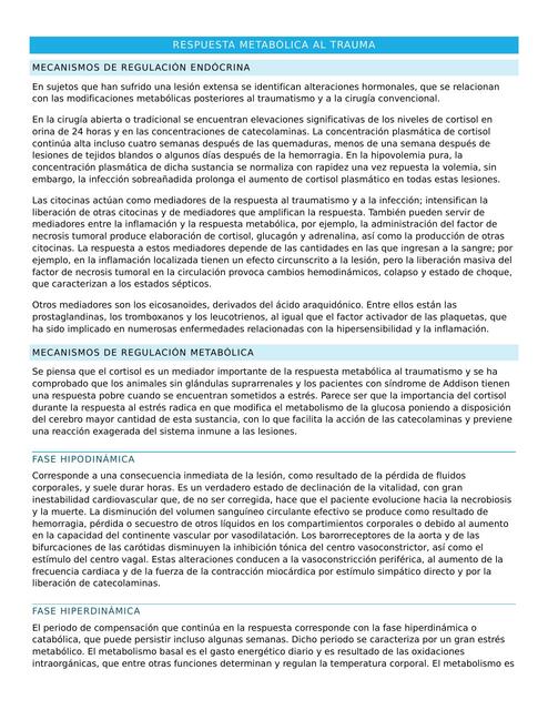 Respuesta Metabólica al Trauma Esli García uDocz