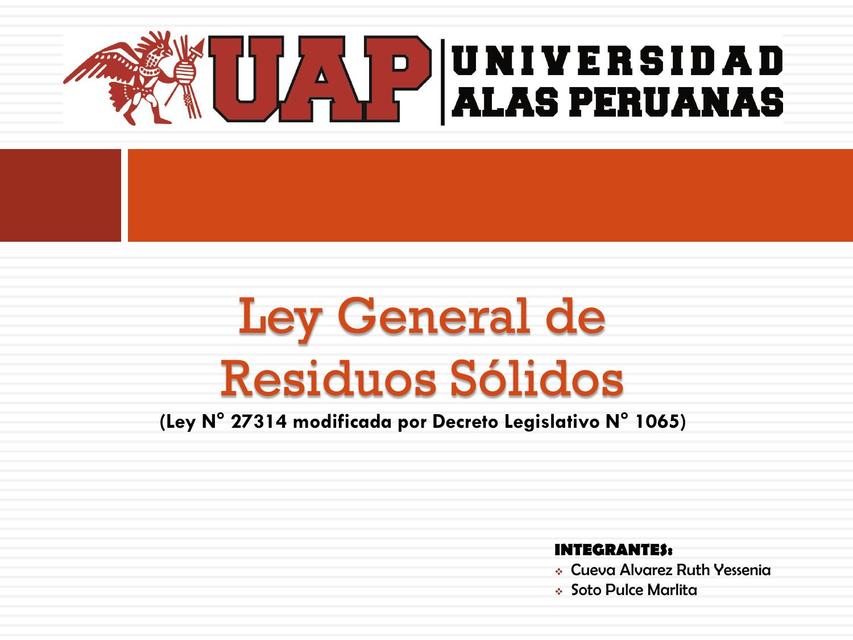 Ley General De Residuos Solidos Ivan Chavez UDocz