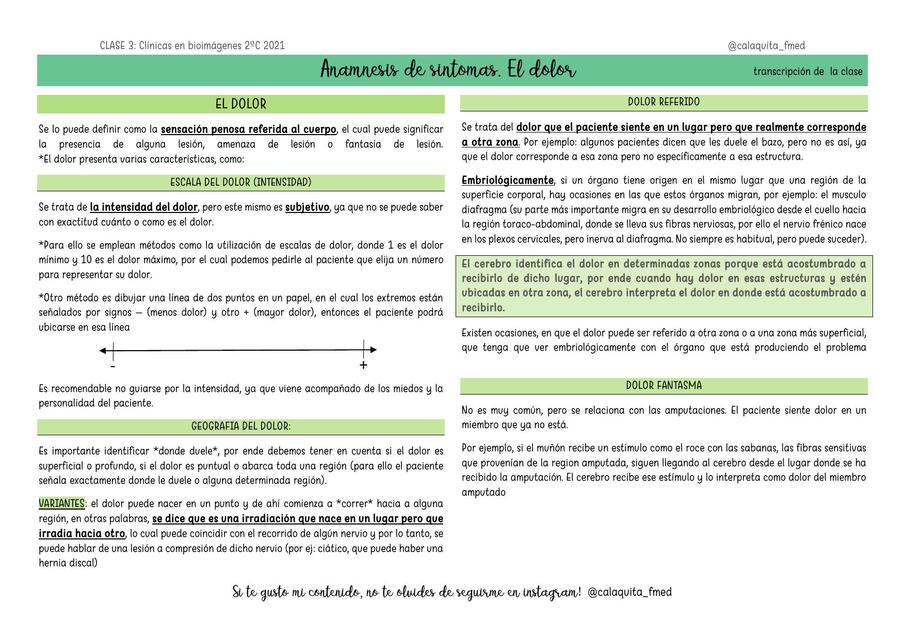 Anamnesis de Síntomas El dolor Calaquita Study uDocz