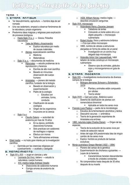 Historia Y Desarrollo De La Biolog A Chuymed Paola S Frauz Udocz