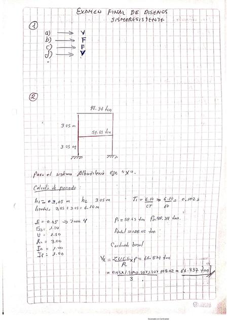 Examen Final de Diseños Sismorresistentes Roddy VR uDocz