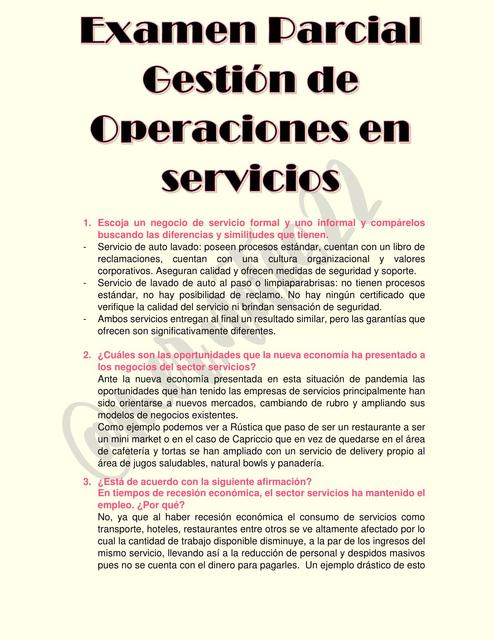 Examen Parcial Gestión de Operaciones en servicios mer notes22 uDocz