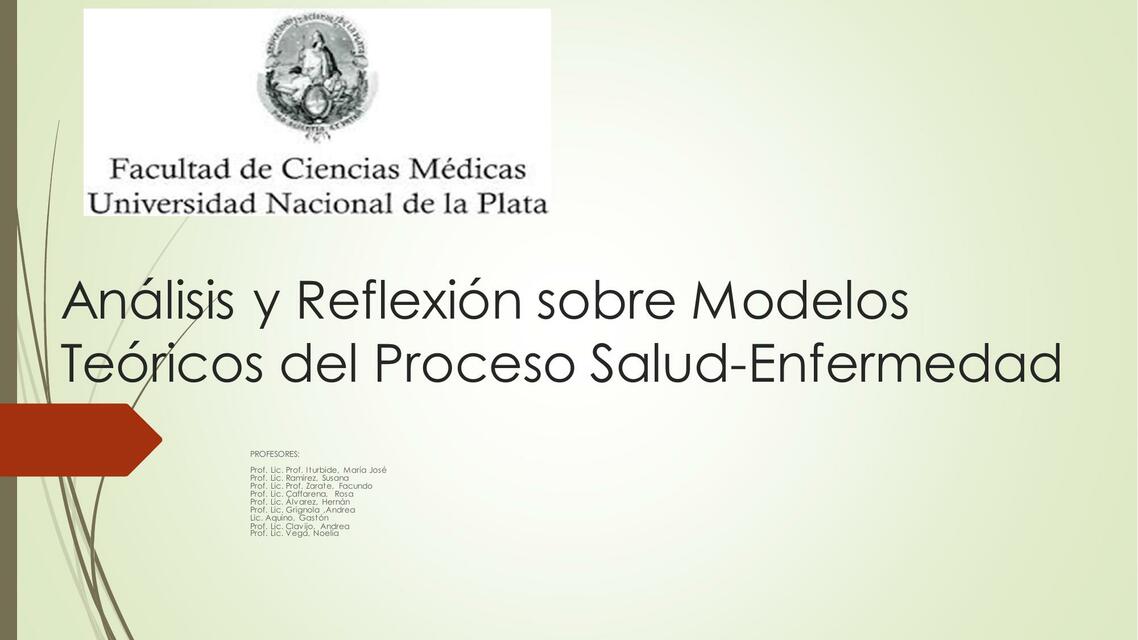 An Lisis Y Reflexi N Sobre Modelos Te Ricos Del Proceso Salud Enfermedad