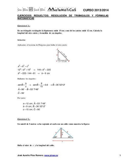 Problemas De Tri Ngulos Todo C Lculo Udocz