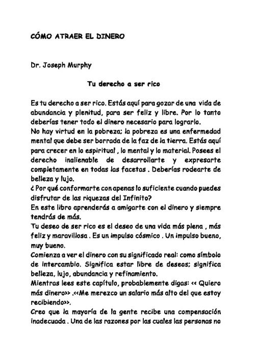 Como Atraer El Dinero Dr Joseph Murphy Inge Obras Udocz