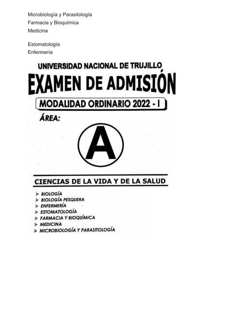 Examen de Admisión Universidad UNT