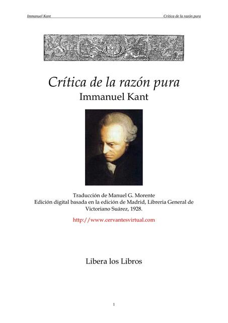 Kant Immanuel Crítica de la Razón Pura