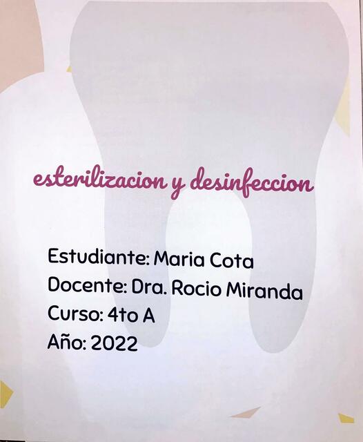 Esterilizaci N Y Desinfecci N De Cl Nica Dental Maria Cota Udocz