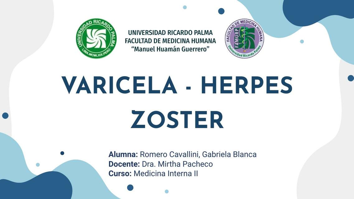 Varicela Herpes Zoster Gabriela Romero UDocz