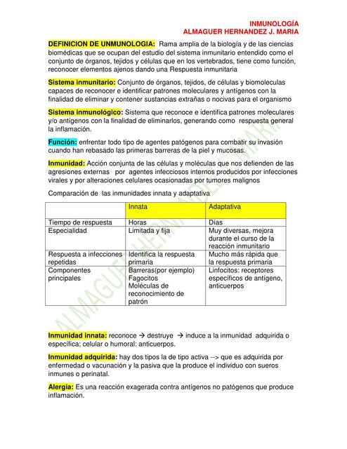 Guía de Inmunología basada en el libro Inmunología de Kuby Maria