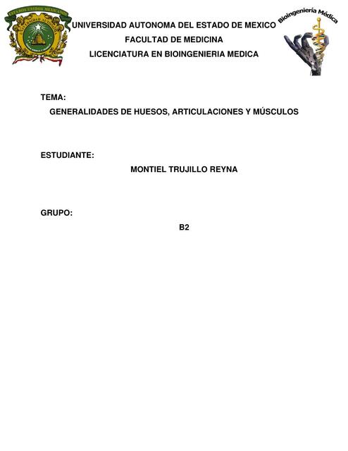 Generalidades de Huesos Articulaciones y Músculos Reyna uDocz