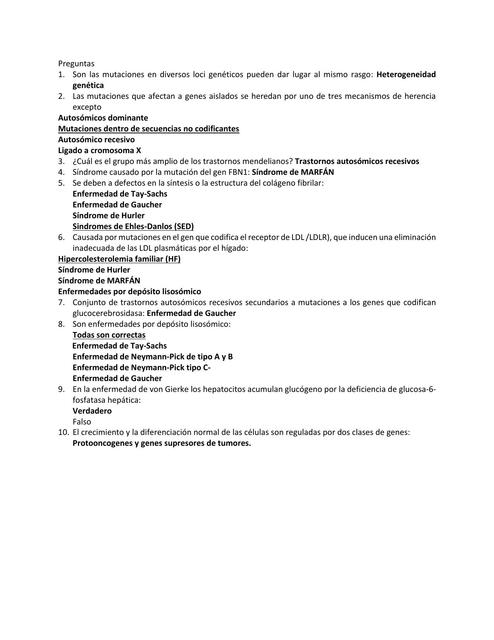 Preguntas Trastornos Gen Ticos Krisna Polanco Udocz