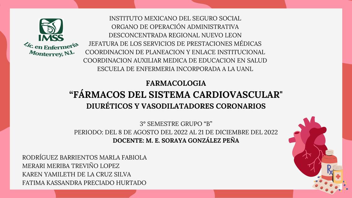 Fármacos del Sistema Cardiovascular Marla Rodríguez uDocz