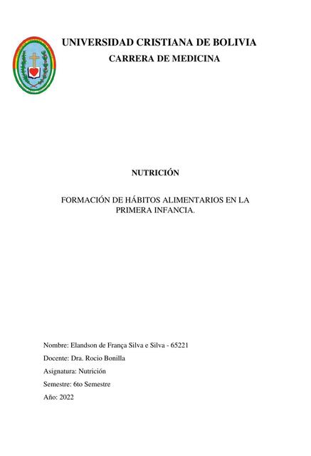 Formación de Hábitos Alimentarios en la Primera Infancia elandson uDocz