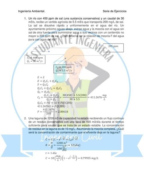 Ingenieria Ambiental Serie De Ejercicios Apuntes Digitales GAMMA UDocz