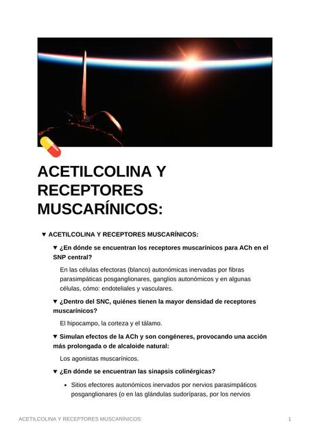 Acetilcolina y receptores muscarínicos ESPM MEDICINA uDocz