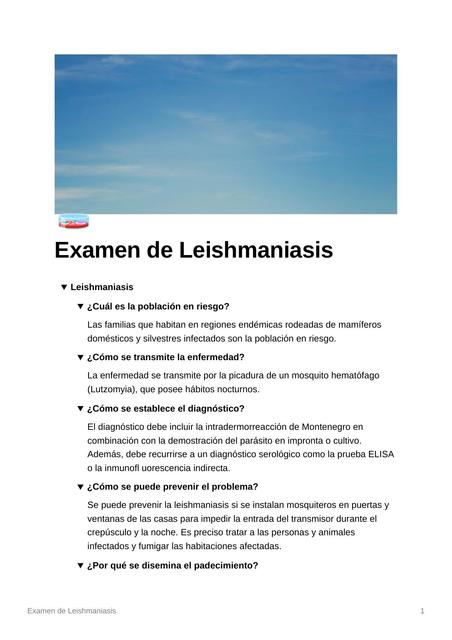 Examen De Leishmaniasis Espm Medicina Udocz