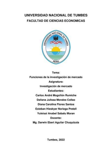 Funciones de la investigación de mercados Giussepe Mori Fernández uDocz