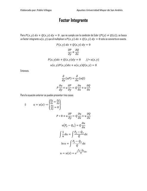 Ecuación Diferencial Factor Integrante IngeApuntes uDocz