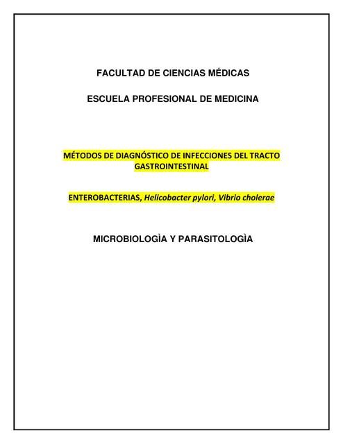 M Todos De Diagn Stico De Infecciones Del Tracto Gastrointestinal