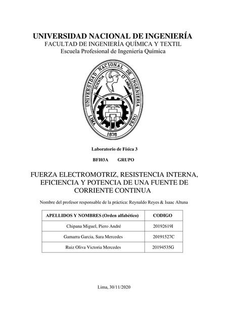 Fuerza Electromotriz Resistencia Interna Eficiencia Y Potencia De Una