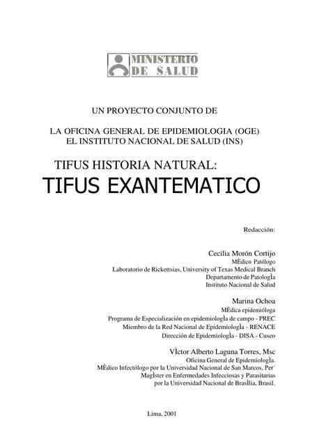 Tifus Historia Natural Tifus Exantemático Medicina y Farmacia uDocz