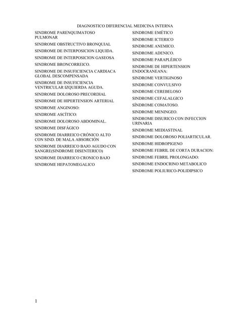 Diagnóstico Diferencial Medicina Interna Shakira Pérez Cabrera uDocz