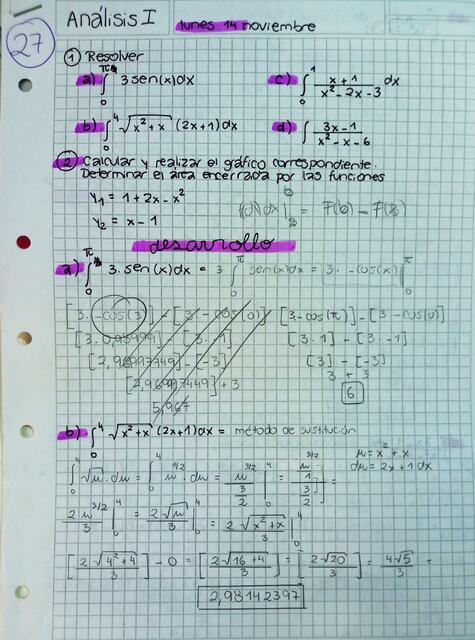 An Lisis I Clase Integrales Definidas E Indefinidas Ejercicios