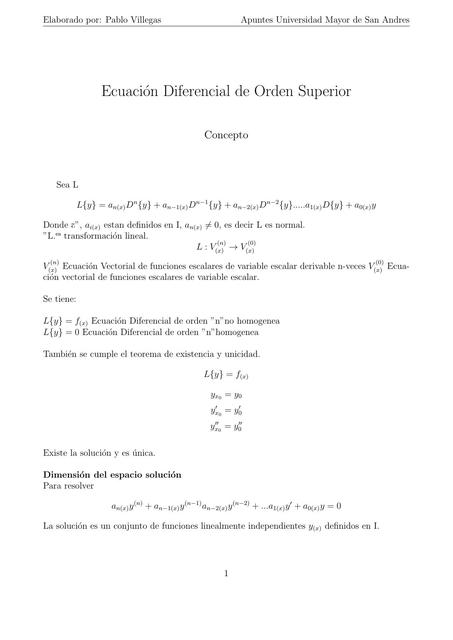 Ecuaci N Diferencial De Orden Superior Ingeapuntes Udocz