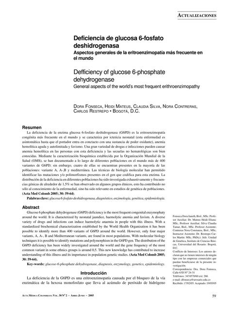 Deficiencia De Glucosa Fosfato Deshidrogenasa Biologista Udocz