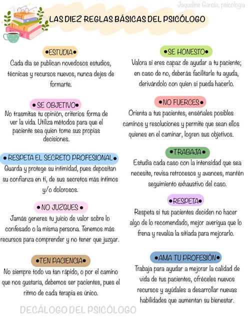 Diez reglas básicas del psicólogo Jaqueline uDocz