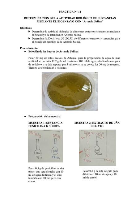 Determinaci N De La Actividad Biol Gica De Sustancias Mediante El