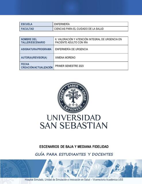 Valoraci N Y Atenci N Integral De Urgencia En Paciente Adulto Con Ira