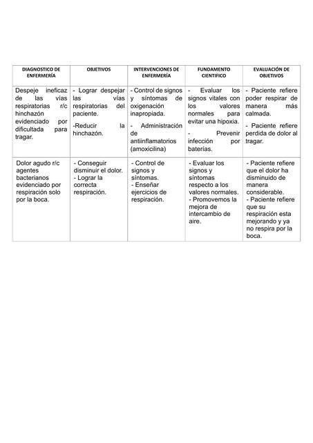 Plan De Cuidado De Amigdalitis Piero Arevalo Udocz