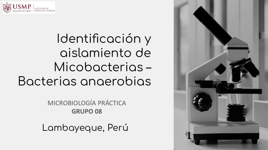 Identificación y aislamiento de Micobacterias Bacterias anaerobias