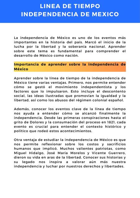 L Nea De Tiempo Independencia De M Xico Facilitando Tu Estudio Udocz