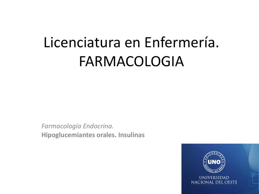 Farmacolog A Endocrina Hipoglucemiantes Orales Enfermer A Udocz