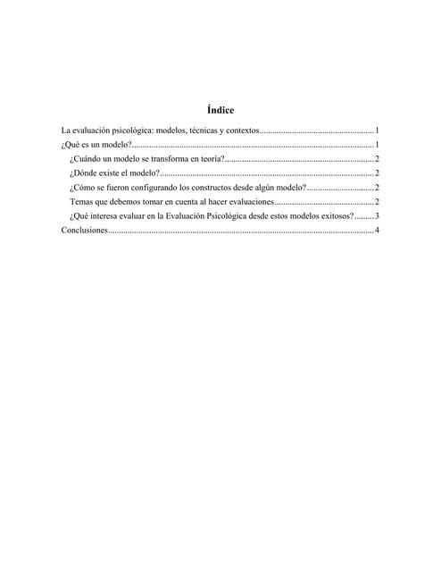 La evaluación psicológica y modelos técnicas Psico apuntes uDocz