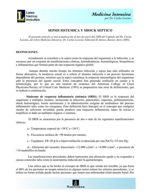 Sepsis y Shock Séptico Oscar Solorzano Samame uDocz