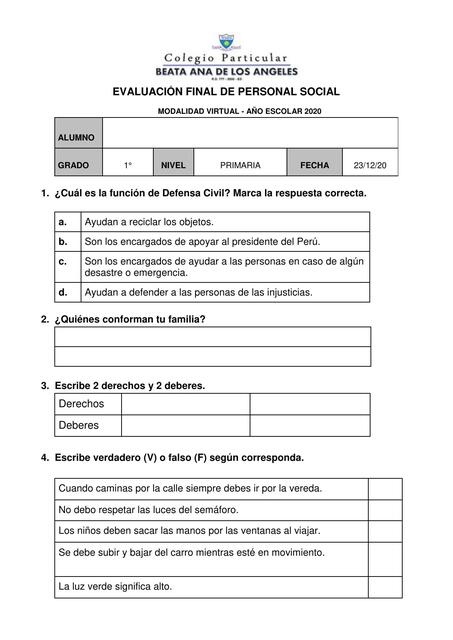 Evaluación final de personal social Oscar Rios Matute uDocz