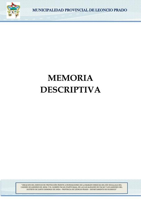 Informe de memoria descriptiva de diques y enrocado de protección