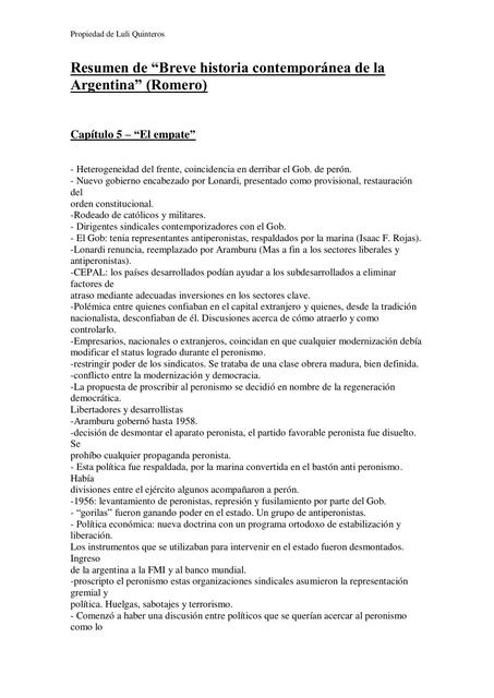 Breve Historia Contempor Nea De La Argentina Universitaria Estresada