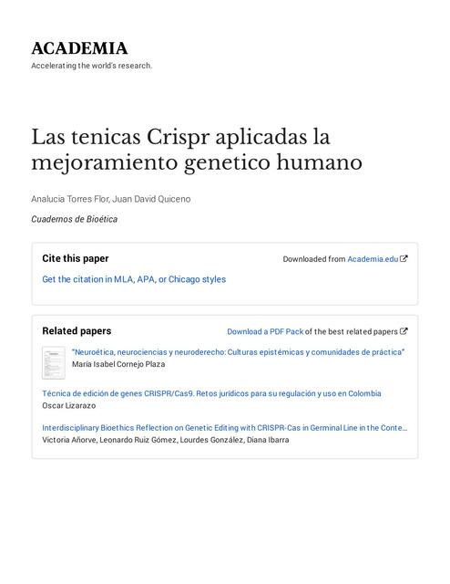 Las Tenicas Crispr Aplicadas La Mejoramiento Genet YES SAS UDocz